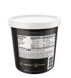 Container with nutrition facts label on a transparent background